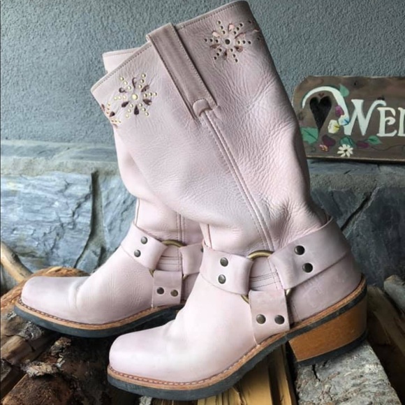 Frye Shoes - SOLD - FRYE Pink Harness Boots